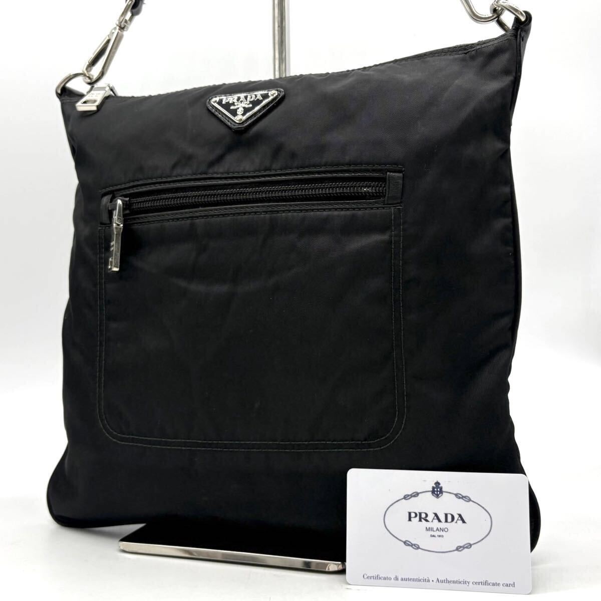 極美品✨PRADA プラダ ショルダーバッグ サコッシュ 三角ロゴ 黒