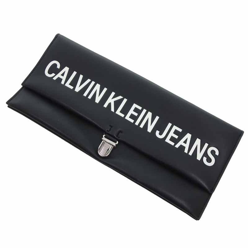 【特別価格】CALVIN KLEIN 伊勢(shì)丹新宿店 限定 ロゴ レザー クラッチ ハンド バッグ ブラック サイズ ユニセックスフリーサイズ