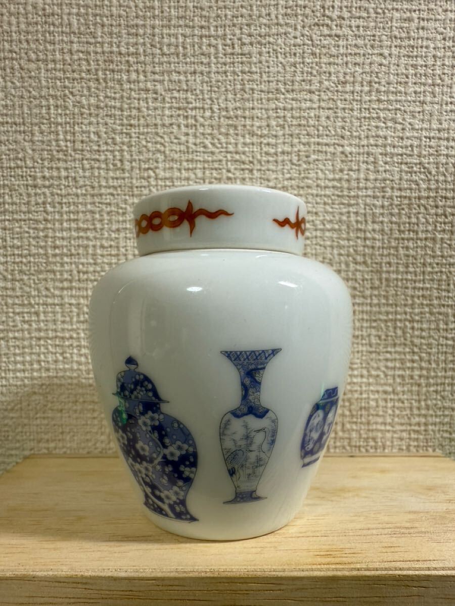 美品】有田焼/深川製磁/ブルーチャイナⅡ 茶入/ (検索)骨董/花瓶 美品】有田焼/深川製磁/ブルーチャイナⅡ 茶入/ (検索)骨董/花瓶