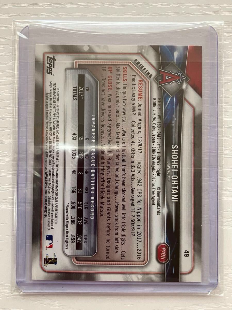 RC 2018 Topps Bowman 大谷翔平 ルーキーカード #49(Topps RC 2018 Topps Bowman 大谷翔平 ルーキーカード #49(Topps
