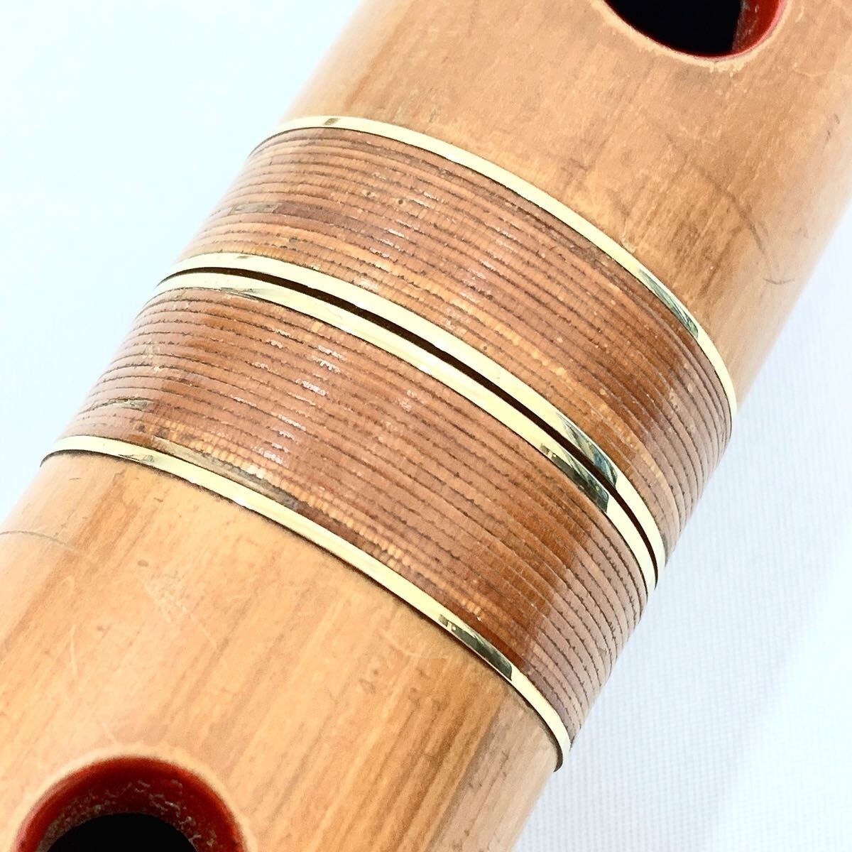 尺八 都山流 真山 二印 中継 金三線 金巻 和楽器 長さ約55.5cm
