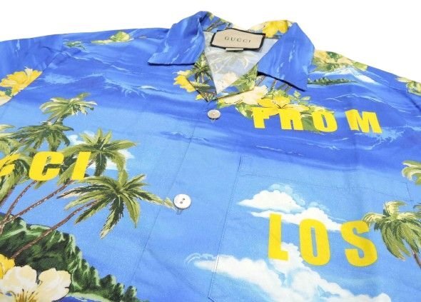 GUCCI グッチ コットン アロハシャツ サイズ44 プリント 半袖 GUCCI グッチ コットン アロハシャツ サイズ44 プリント 半袖