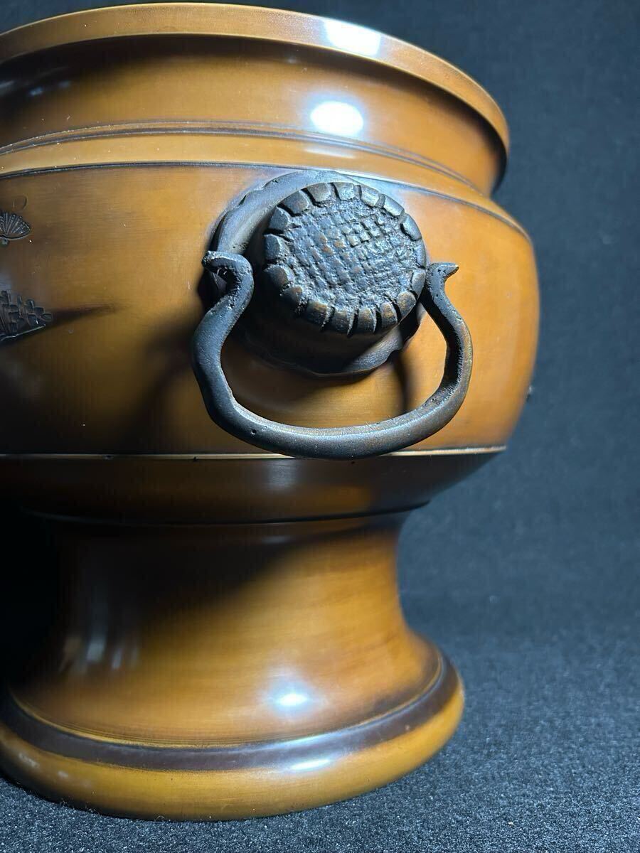 旧家 銅火鉢 手炙火鉢一対 瓶掛け 古銅 煎茶道具 茶道具 人物図 旧家 銅火鉢 手炙火鉢一対 瓶掛け 古銅 煎茶道具 茶道具 人物図
