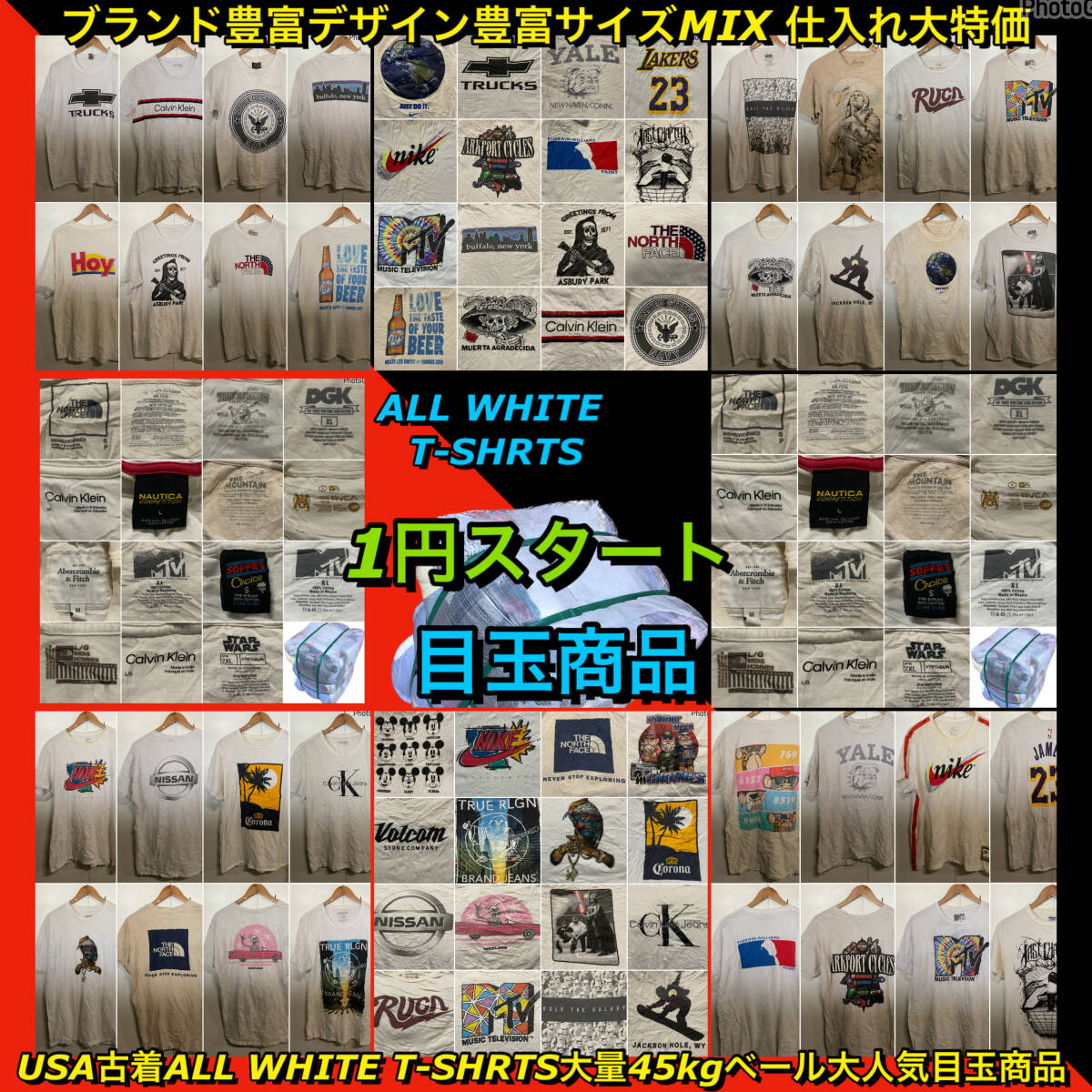 T549】☆1円スタート☆ アメリカ古着卸オススメALL WHITE T T549】☆1円スタート☆ アメリカ古着卸オススメALL WHITE T