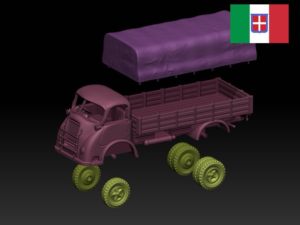 HINODE 1/144レジンキット 未涂裝　WW2 イタリア軍　アルファロメオ 800 軍用トラック　軍用車両ワールドタンクミュージアム240823