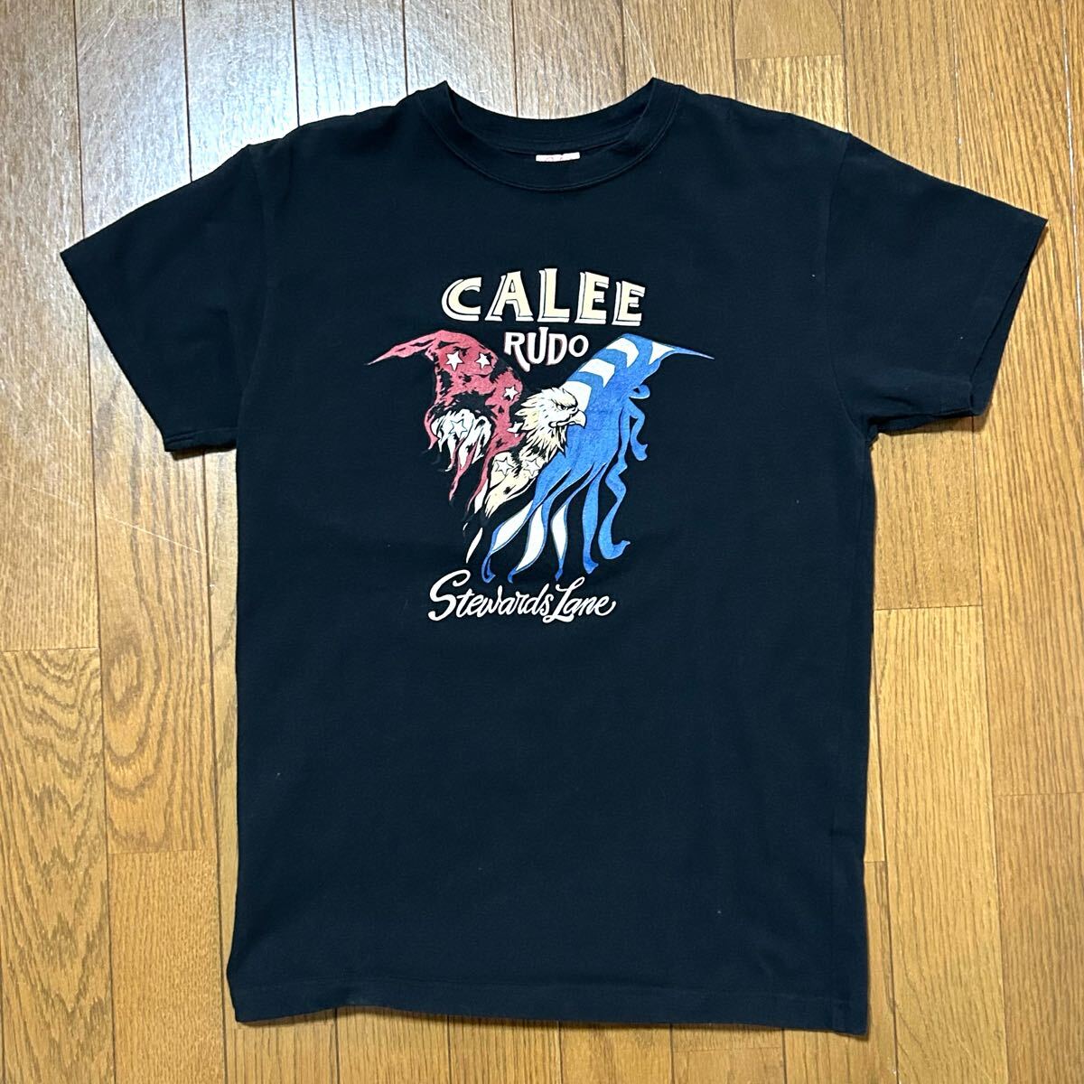 Sサイズ 日本製CALEE キャリー古着半袖Tシャツ 黒 ストレッチ Sサイズ 日本製CALEE キャリー古着半袖Tシャツ 黒 ストレッチ