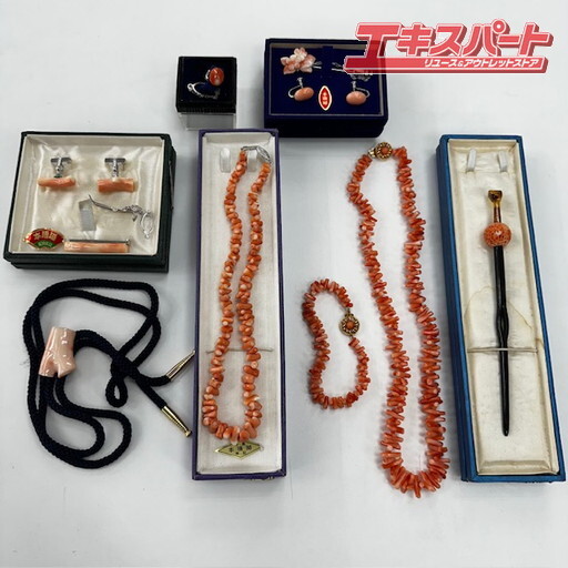 サンゴ 珊瑚 本珊瑚 べっ甲 ネックレス カフス タイピン サンゴ 珊瑚 本珊瑚 べっ甲 ネックレス カフス タイピン
