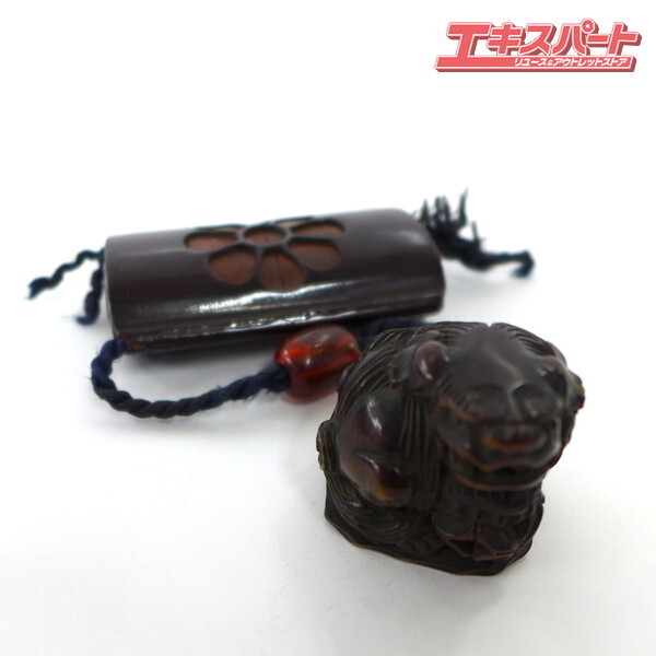 詳細不明 骨董品 印籠 獅子根付 時代提物 木彫 公田店(根付 詳細不明 骨董品 印籠 獅子根付 時代提物 木彫 公田店(根付
