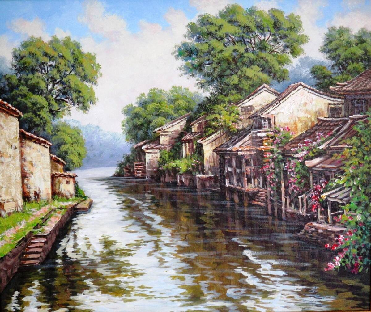 Yahoo!オークション - 絵画 油絵 風景画 のどかな蘇州水郷風景 Yahoo!オークション - 絵画 油絵 風景画 のどかな蘇州水郷風景