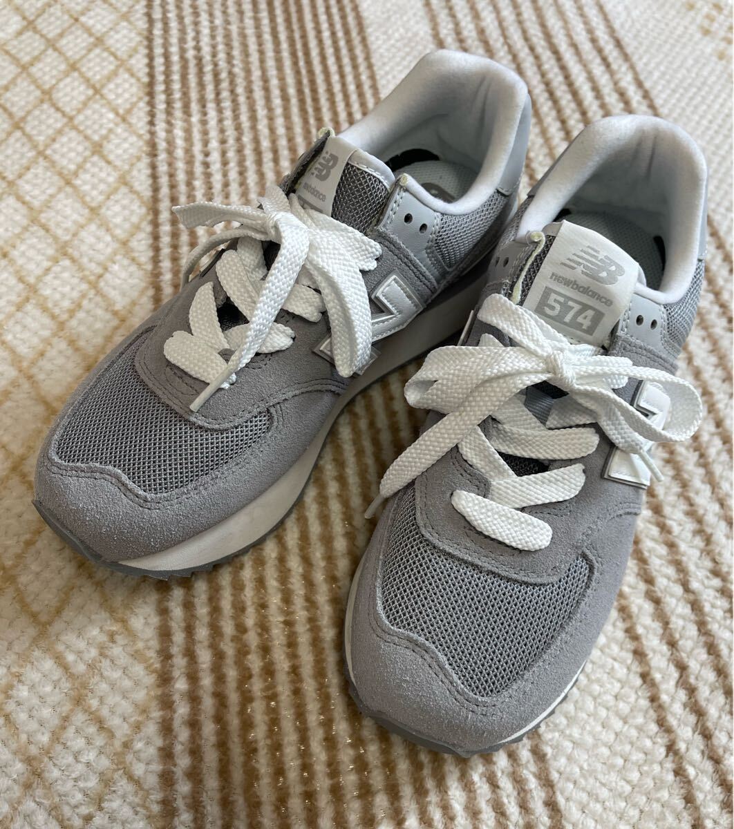 ニューバランス new balance グレー スニーカー 574 厚底 US8 25 ニューバランス new balance グレー スニーカー 574 厚底 US8 25