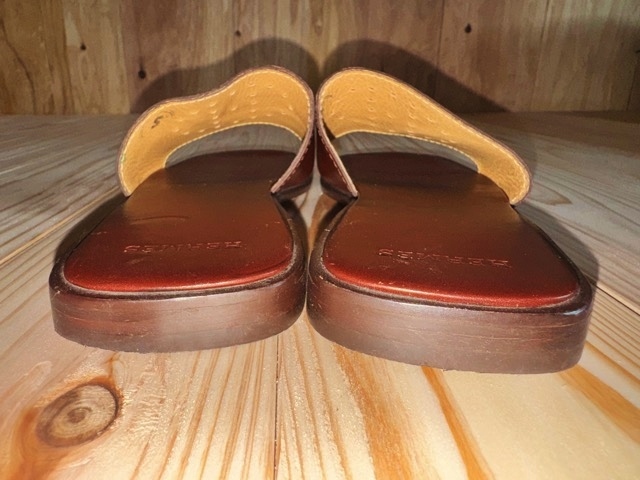 約13萬円 Herms エルメス 革靴 本革 レザーサンダル サンダル sandal オールレザー 41 メンズ フランス mens ベルルッティ ジョンロブ 好
