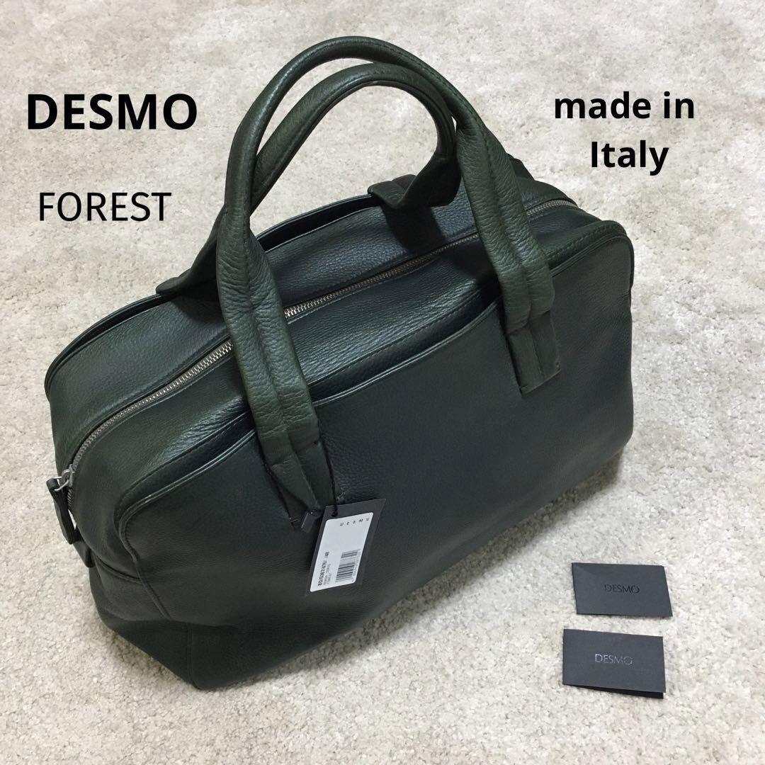 100%正規品 未使用【 イタリア製 グリーン 】レザーボストンバッグ DESMO バッグ