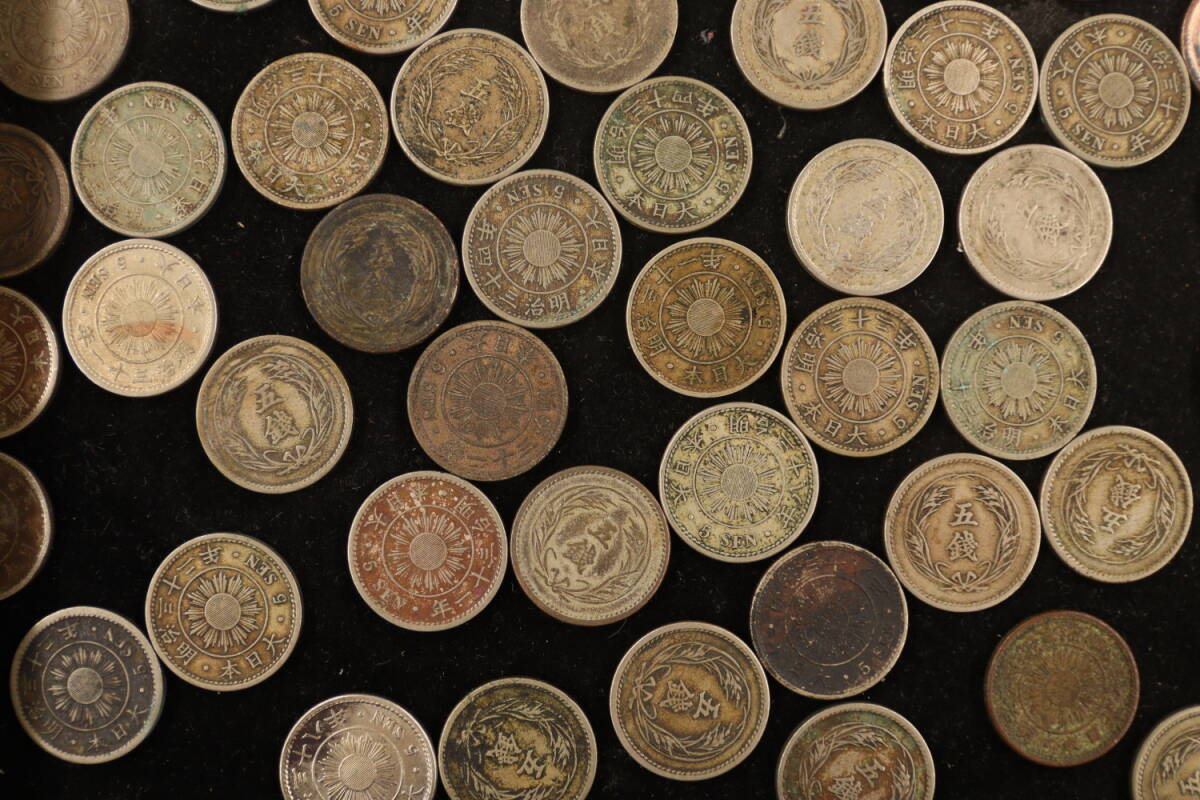 日本銅銭 稲5銭白銅貨 計130枚 まとめて おまとめ 大量 硬貨 日本銅銭 稲5銭白銅貨 計130枚 まとめて おまとめ 大量 硬貨