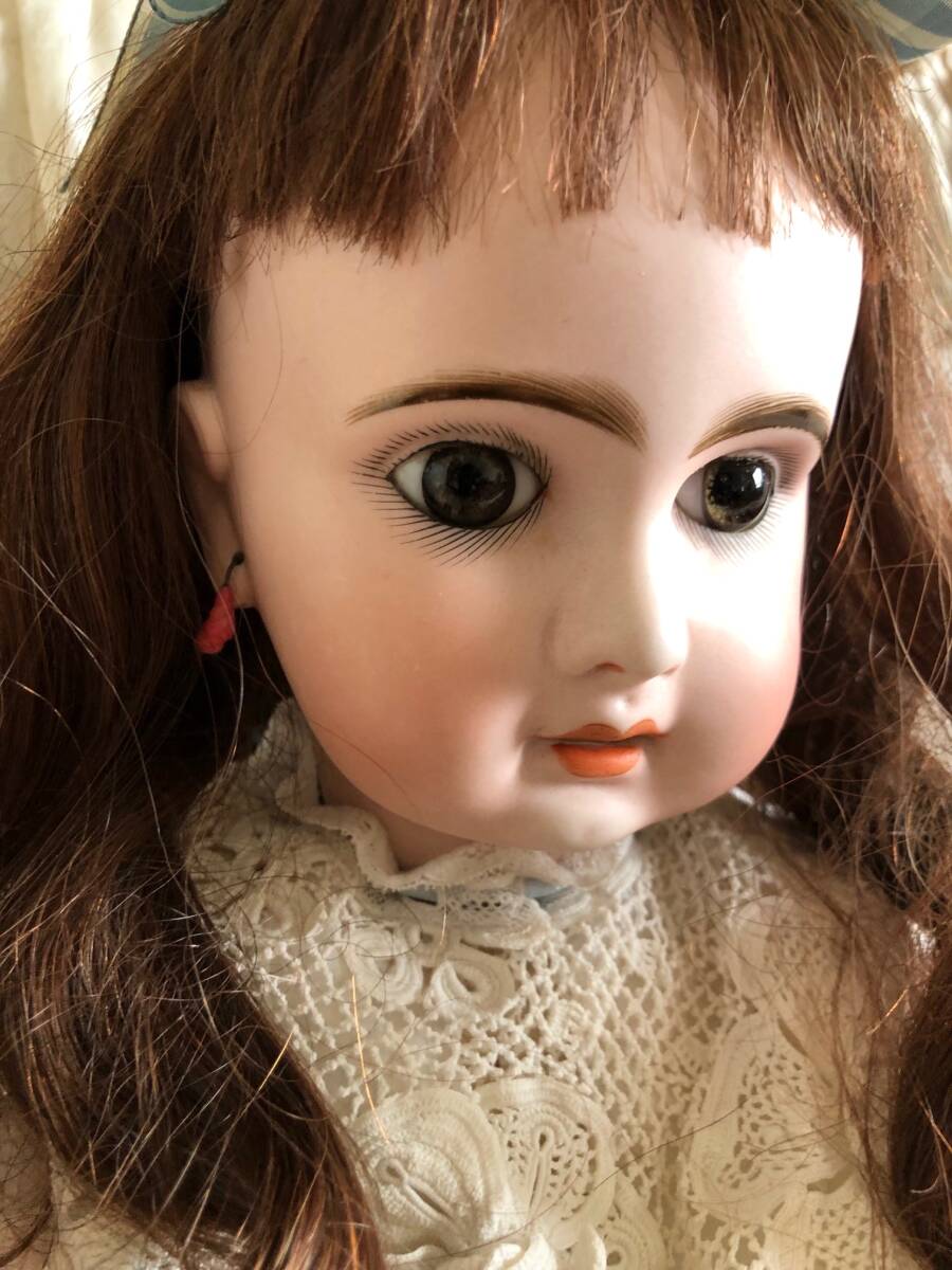 アンティークビスクドール Jumeau 9号 ジュモー 深いブラウンの アンティークビスクドール Jumeau 9号 ジュモー 深いブラウンの