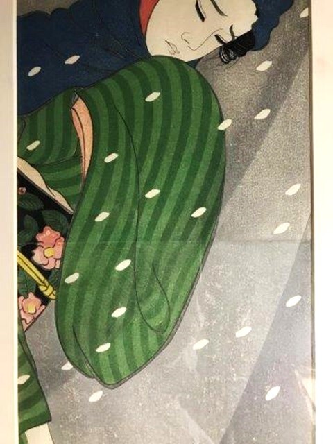 蔵出】☆瀧秀水『雪中恋路』伝統創作版画 錦絵 現代浮世絵 木 蔵出】☆瀧秀水『雪中恋路』伝統創作版画 錦絵 現代浮世絵 木