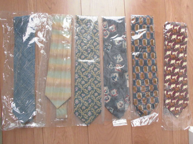 ネクタイ6本セット 送料185円 手つむぎ手織り真岡もめん/BURTON/Roland Eveline/Uno Gaude_画像1
