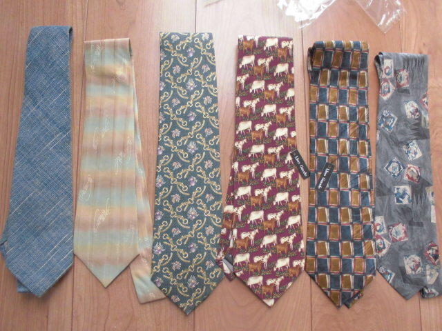 ネクタイ6本セット 送料185円 手つむぎ手織り真岡もめん/BURTON/Roland Eveline/Uno Gaude_画像2