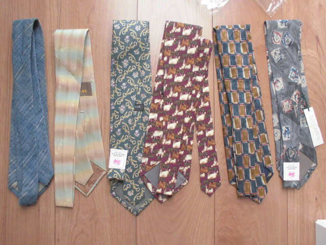 ネクタイ6本セット 送料185円 手つむぎ手織り真岡もめん/BURTON/Roland Eveline/Uno Gaude_画像3