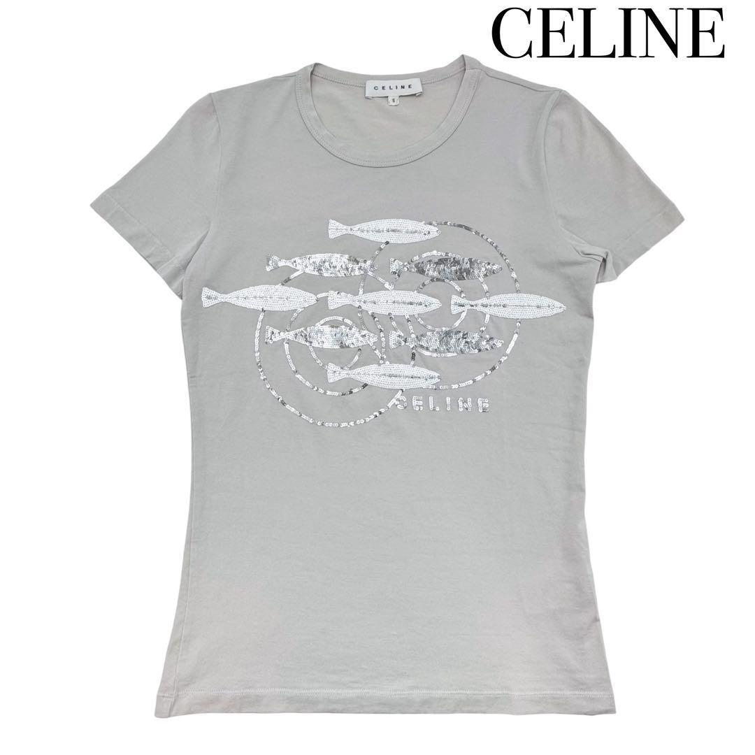 CELINE セリーヌ 半袖 Tシャツ 丸首 グレージュ レディース CELINE セリーヌ 半袖 Tシャツ 丸首 グレージュ レディース