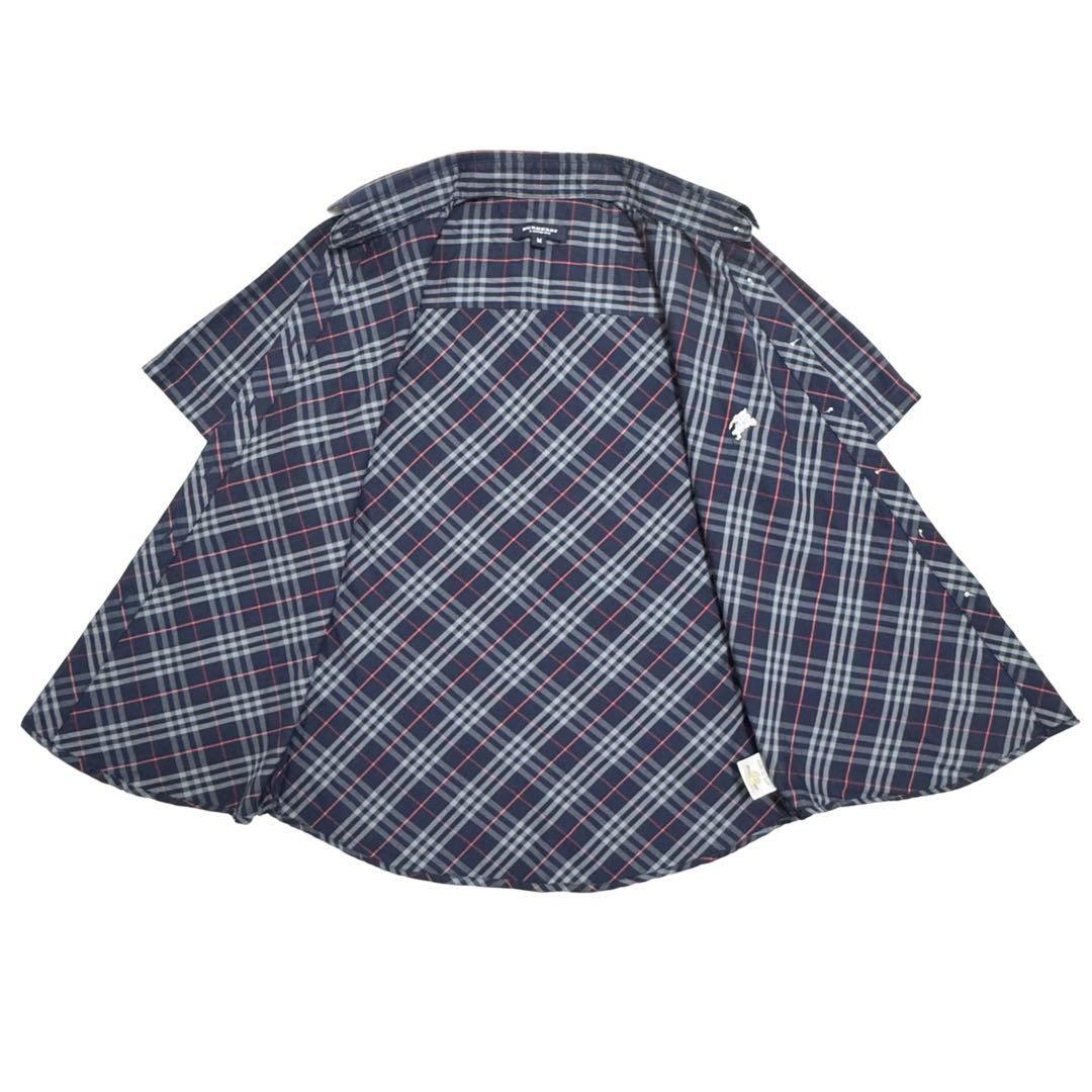 BURBERRY バーバリーロンドン ノバチェック 襟有り 半袖 シャツ トップス 表記 M 洋服 レディース ネイビー レッド 