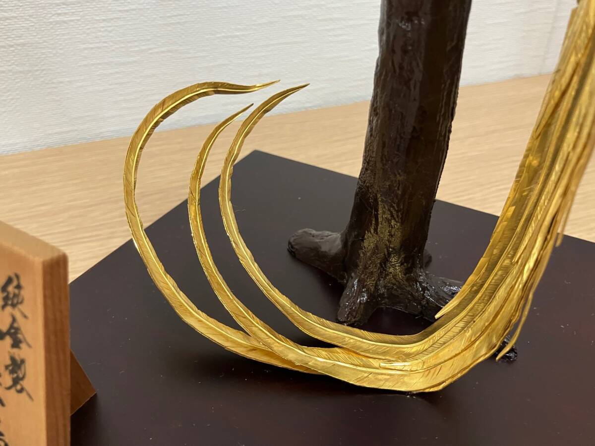 19076 光則作 純金製 K24 180g 尾長鶏 置物 オブジェ 金工美術 19076 光則作 純金製 K24 180g 尾長鶏 置物 オブジェ 金工美術
