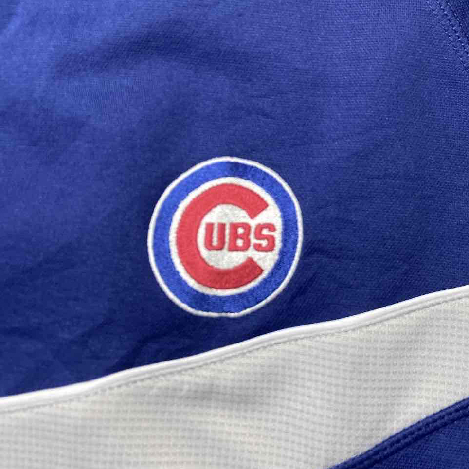 【USED】 MLB シカゴカブス Chicago Cubs ハーフジップ トラックジャケット 刺繍ロゴ USA 90s 古着 ブルー( Mサイズ ) ☆送料無料☆_画像6