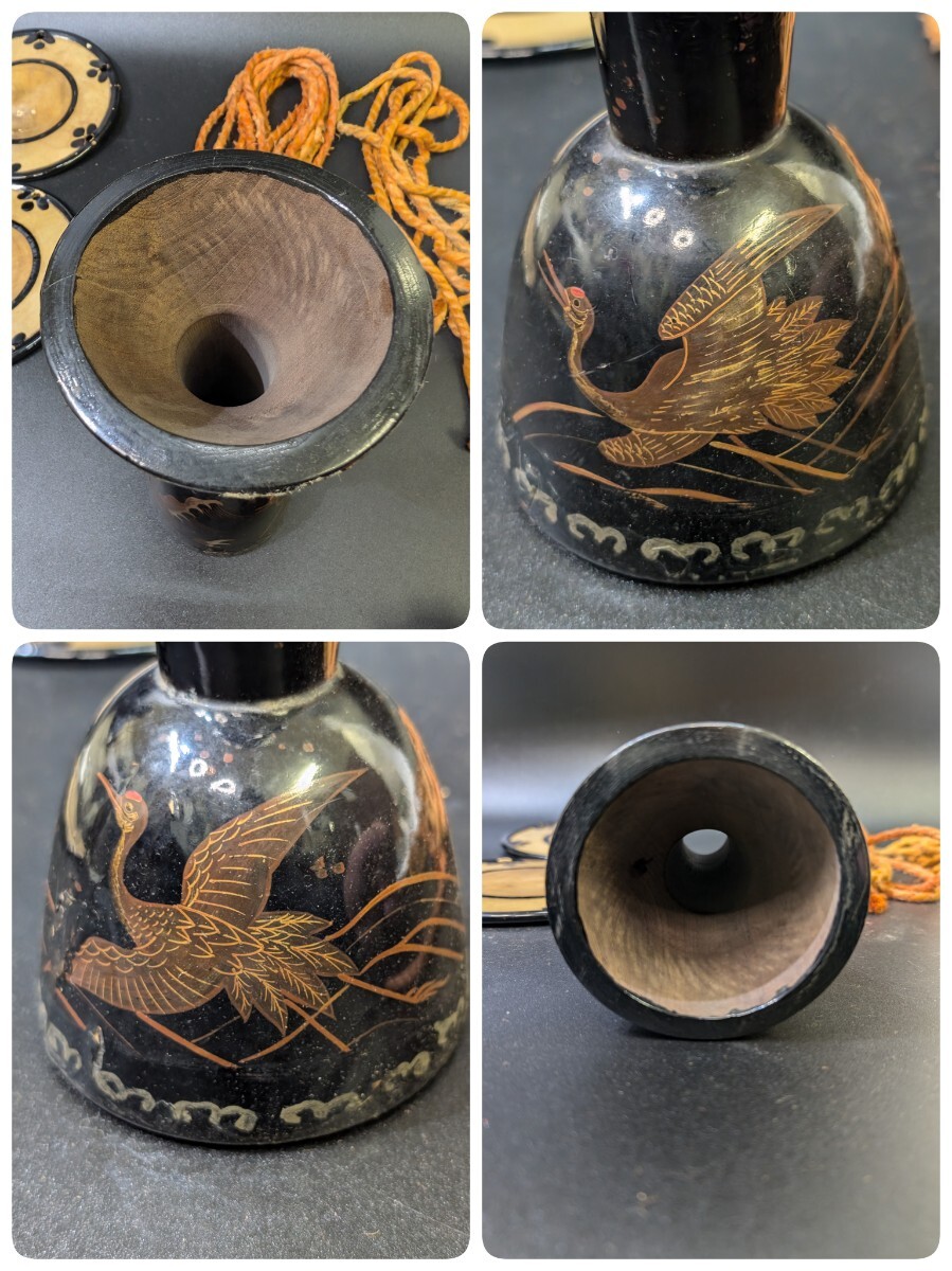和楽器 蒔絵 波に鶴図 小鼓 漆塗 骨董 皮 蒔絵 鼓 時代和楽器 和 和楽器 蒔絵 波に鶴図 小鼓 漆塗 骨董 皮 蒔絵 鼓 時代和楽器 和