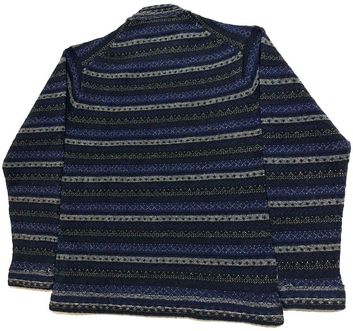 COMME des GARCONS HOMME セーター ウール ニット 縮絨 切替 コムデギャルソン オム 銀タグ 田中オム 総柄 90s archive_画像4