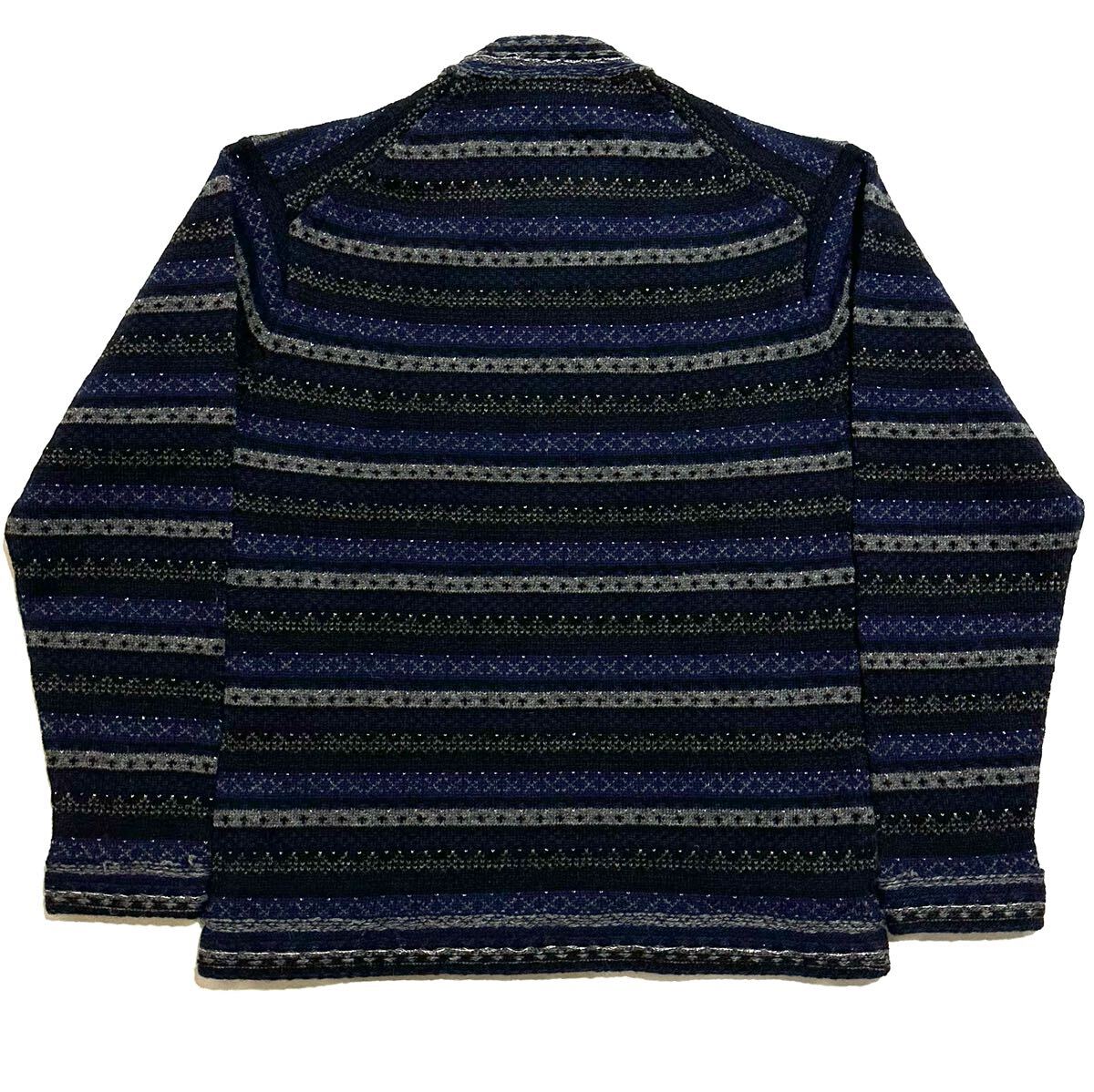 COMME des GARCONS HOMME セーター ウール ニット 縮絨 切替 コムデギャルソン オム 銀タグ 田中オム 総柄 90s archive_画像2