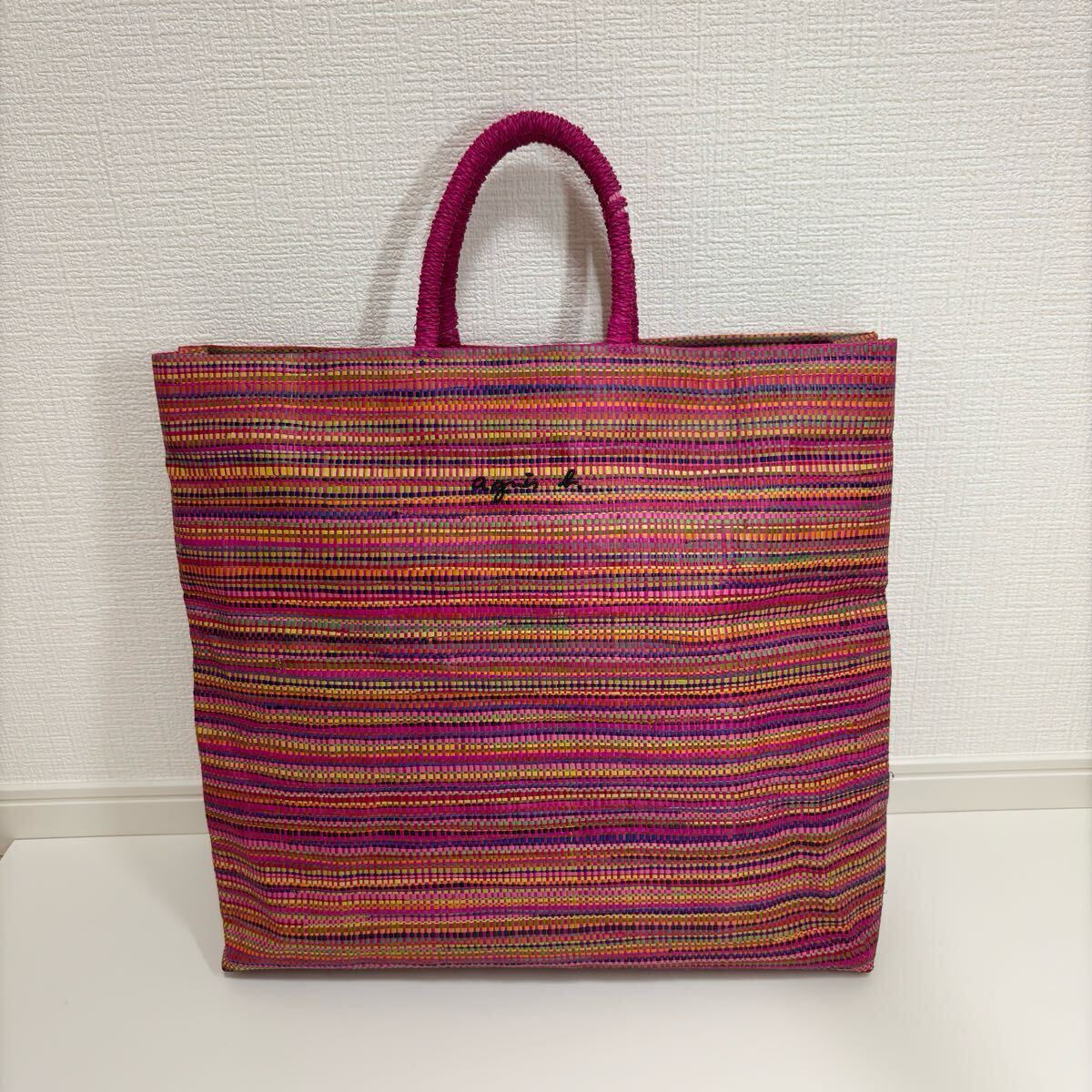 美品】アニエスベー agnes b ラフィア トートバッグ 美品】アニエスベー agnes b ラフィア トートバッグ