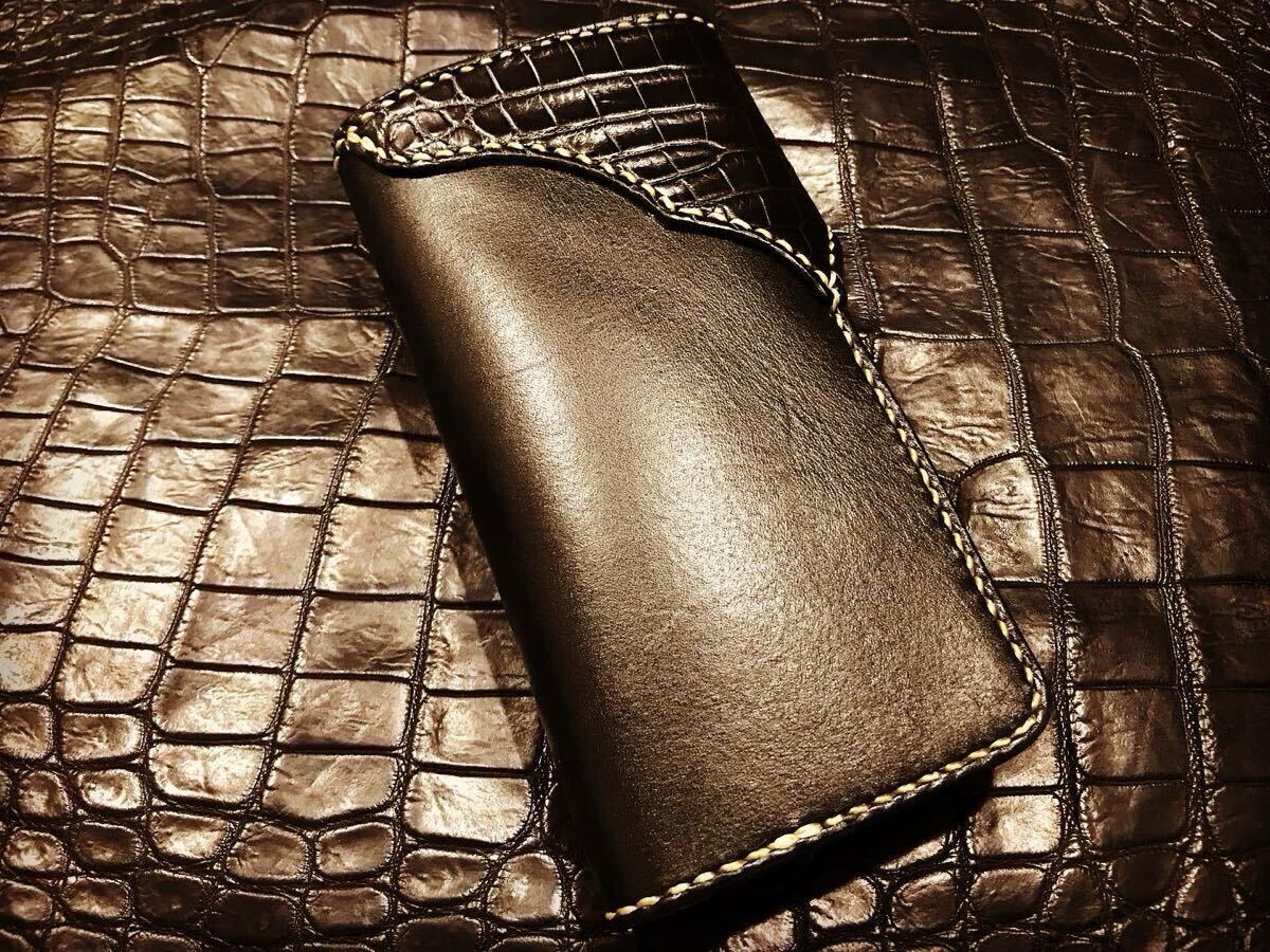 クロコダイル×栃木レザー ロングウォレット 長財布 本革 オール クロコダイル×栃木レザー ロングウォレット 長財布 本革 オール