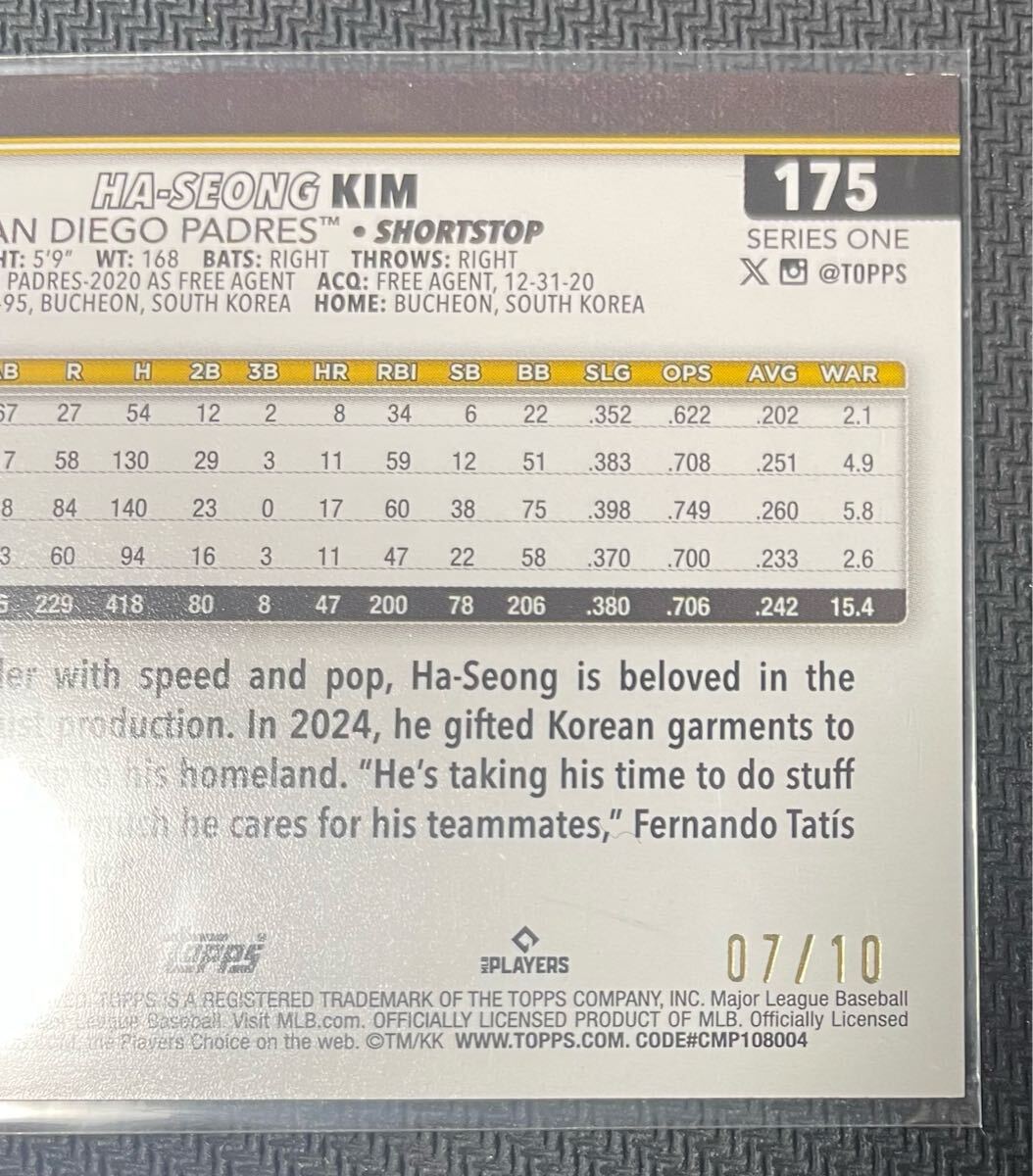 2025 Topps Baseball Series 1 MLB World Tour Tokyo Series Exclusive 金河成 Ha-Seong Kim 村上隆氏 Takashi Murakami シリアル 07/10