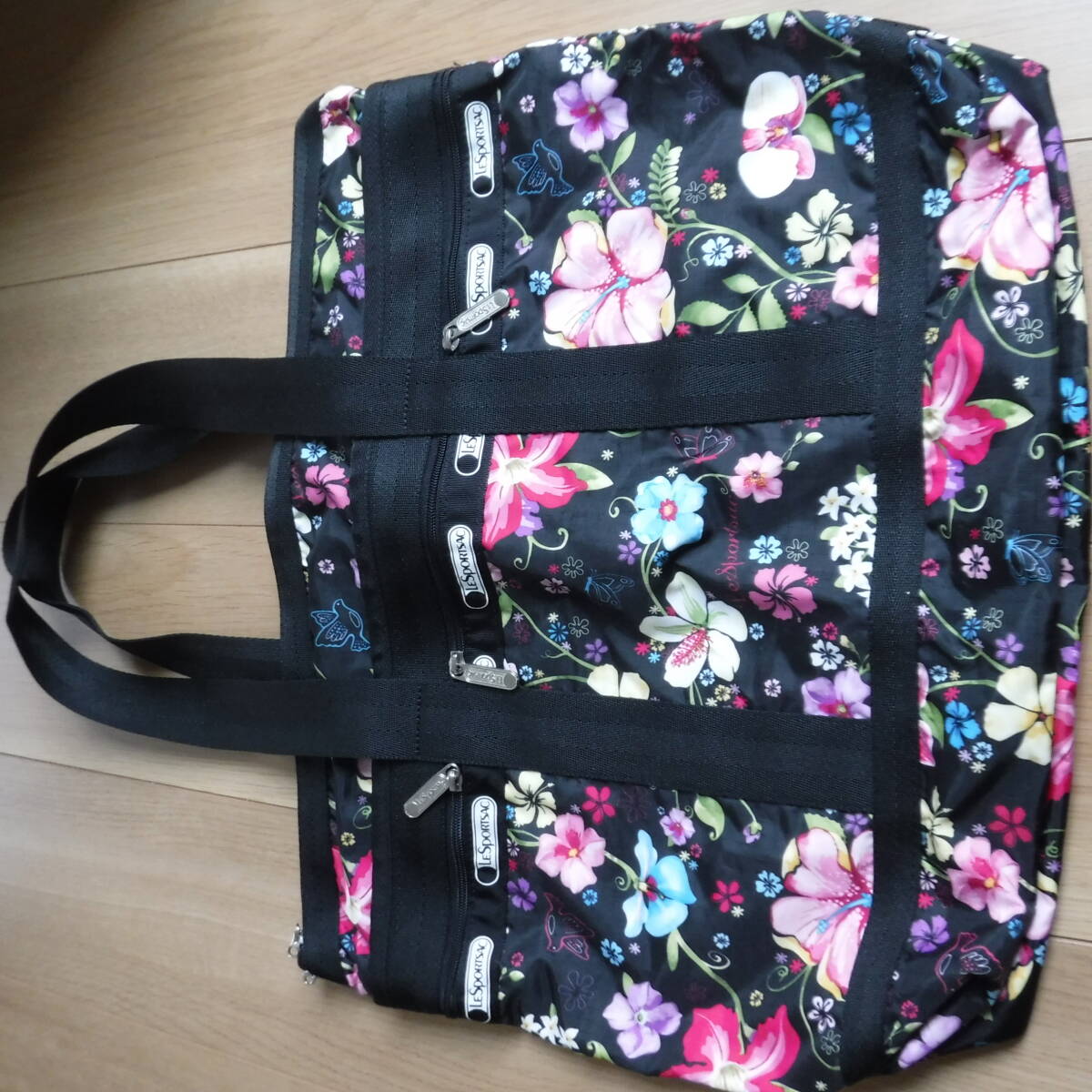 稅不要特価 新品タグ?ポーチ?鍵付!LESPORTSAC レスポートサック ハワイ DFS限定 トロピカルフローラル ポケット多 大 トートバッグ?⑦