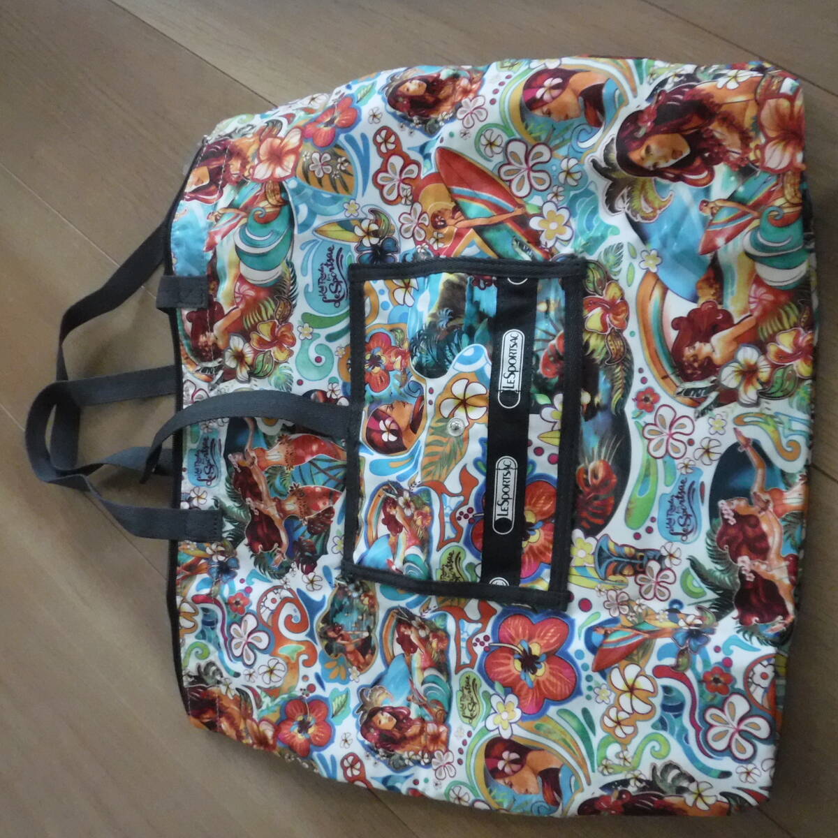 稅不要特価 新品!LESPORTSAC レスポートサック ハワイ限定 モアナアヘ 折りたたみ可能 肩～OK トートバッグ?エコバッグ②