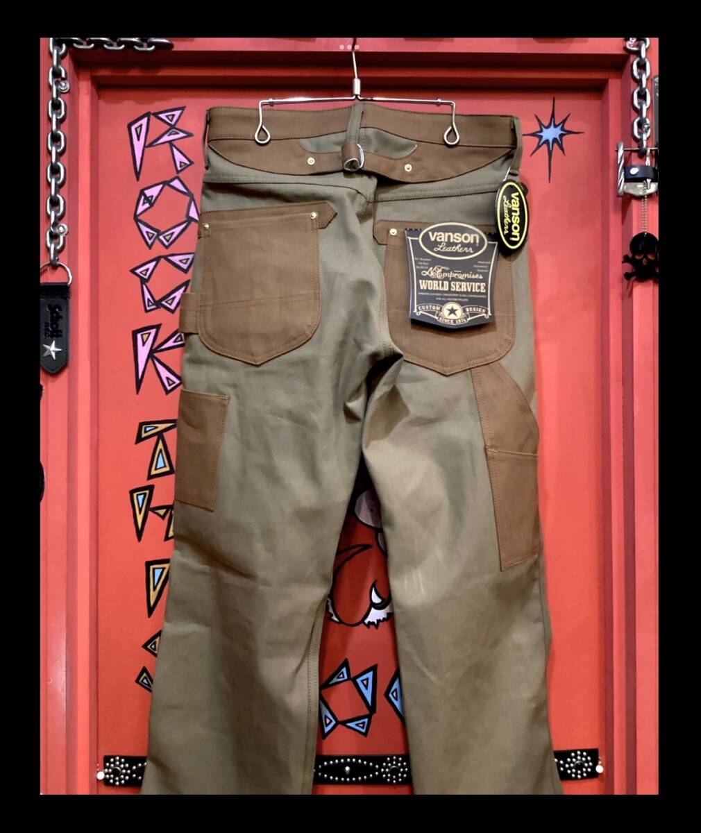 バンソン★新品★301★ペインターパンツ【36インチ】カーキ★NVBL-301★VANSON★大坂バンソン★ハーレー★アメリカンロングリバー55