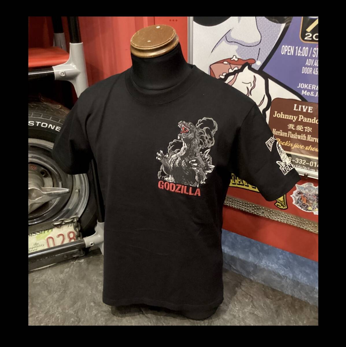 ゴジラ★新品★Tシャツ【Ｍsize】GZL-2503★昭和★特撮★GODZILLA★東宝★映画★炎★大阪★アメリカ村★刺繍★アメリカンロングリバー55_画像4