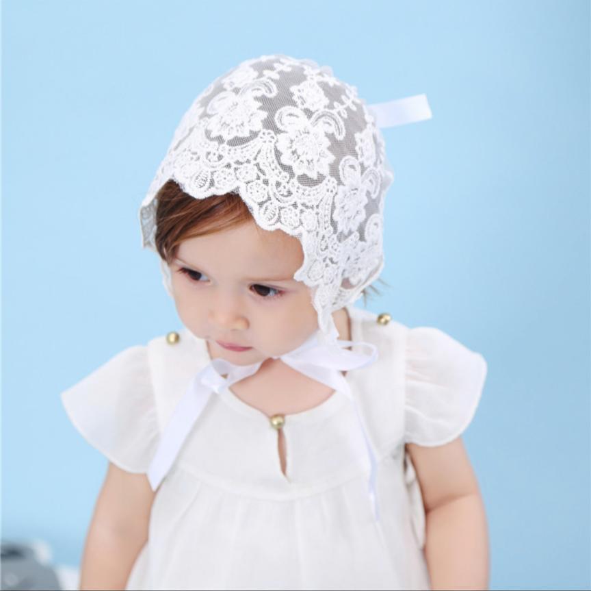 ベビーボンネット レース 帽子 白 誕生日 撮影小物 記念日フォト 1ce