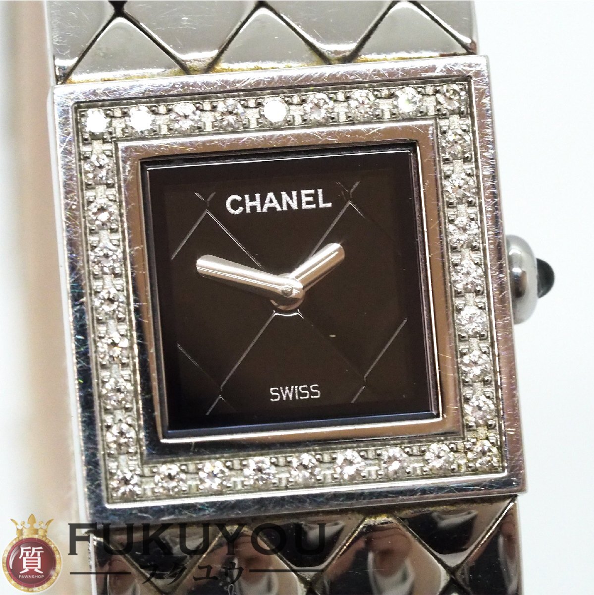 CHANEL/シャネル H0489 ACIER マトラッセ ベゼルダイヤモンド SS クォーツ 現(xiàn)狀動品 腕時計