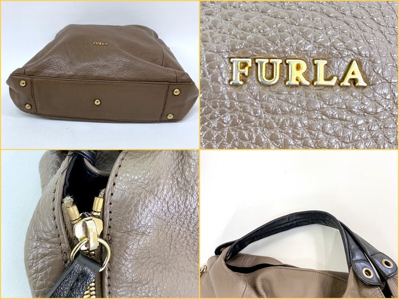 FURLA フルラ エリザベス 2wayバッグ レザー ブラウン ブラック FURLA フルラ エリザベス 2wayバッグ レザー ブラウン ブラック