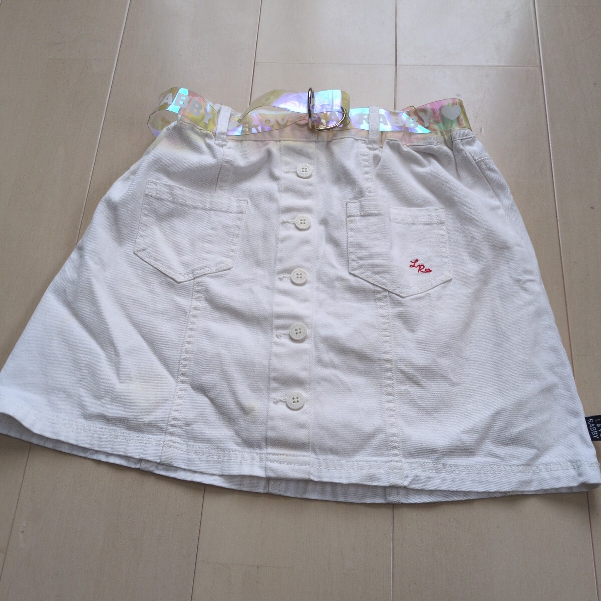  Rav labiLOVERABBY 150cm Denim юбка ремень имеется ребенок Kids белый девочка Kids 