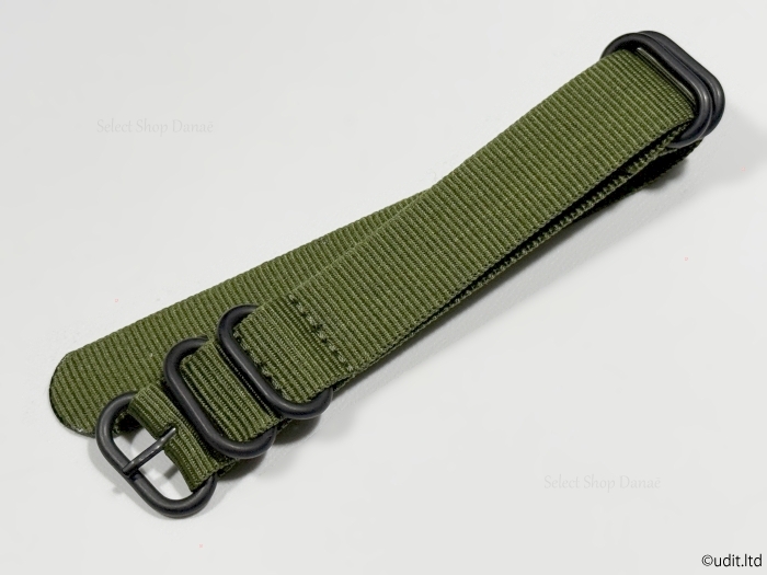 ラグ幅20ｍｍ NATOストラップ リング尾錠 グリーン?ブラック 腕時(shí)計(jì)ベルト 時(shí)計(jì)用バンド NATOベルト ナイロン ファブリック