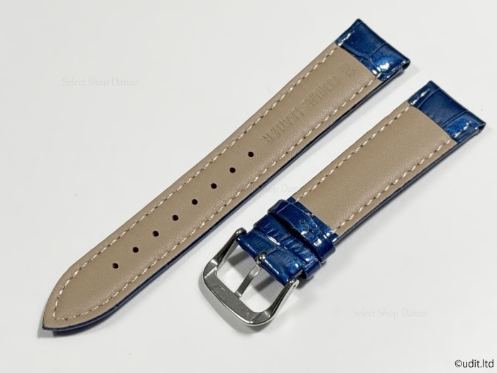 ラグ幅20mm 腕時(shí)計(jì)用 エナメル レザーベルト ブルー 光沢 型押し 腕時(shí)計(jì)ベルト 時(shí)計(jì)用バンド LB107