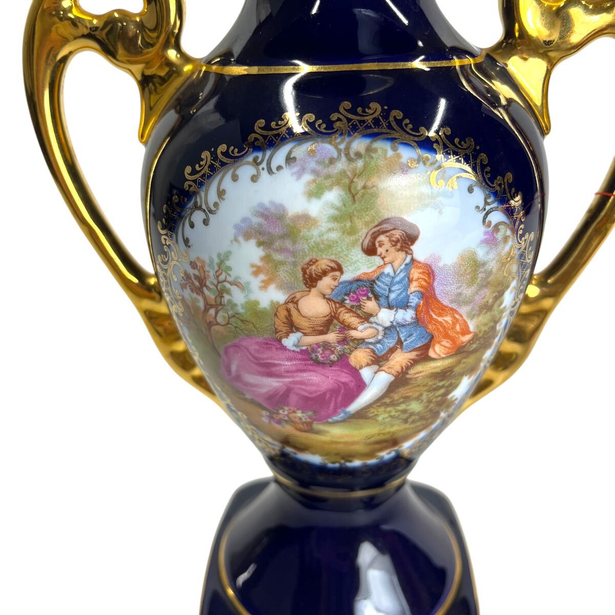 リモージュ LIMOGES 青×ゴールド 豪華 花瓶花器 フラワーベース リモージュ LIMOGES 青×ゴールド 豪華 花瓶花器 フラワーベース