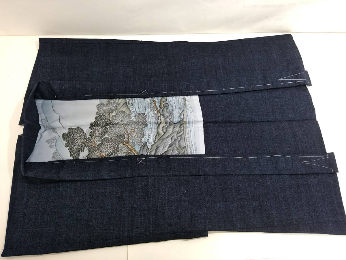 新品】証紙付き 本場結城紬 紺藍杢無地 しつけ糸付き 着物 羽織 新品】証紙付き 本場結城紬 紺藍杢無地 しつけ糸付き 着物 羽織