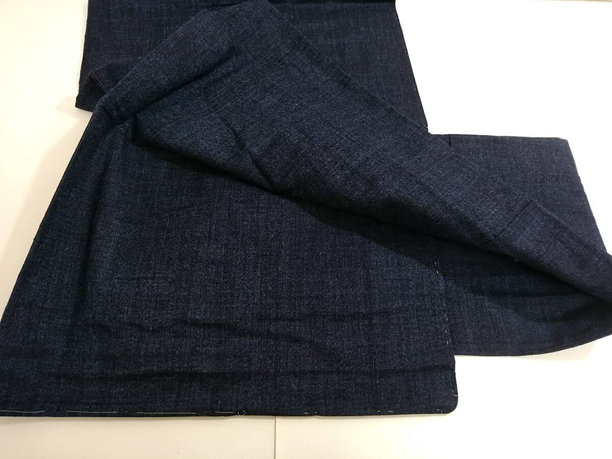 新品】証紙付き 本場結城紬 紺藍杢無地 しつけ糸付き 着物 羽織 新品】証紙付き 本場結城紬 紺藍杢無地 しつけ糸付き 着物 羽織