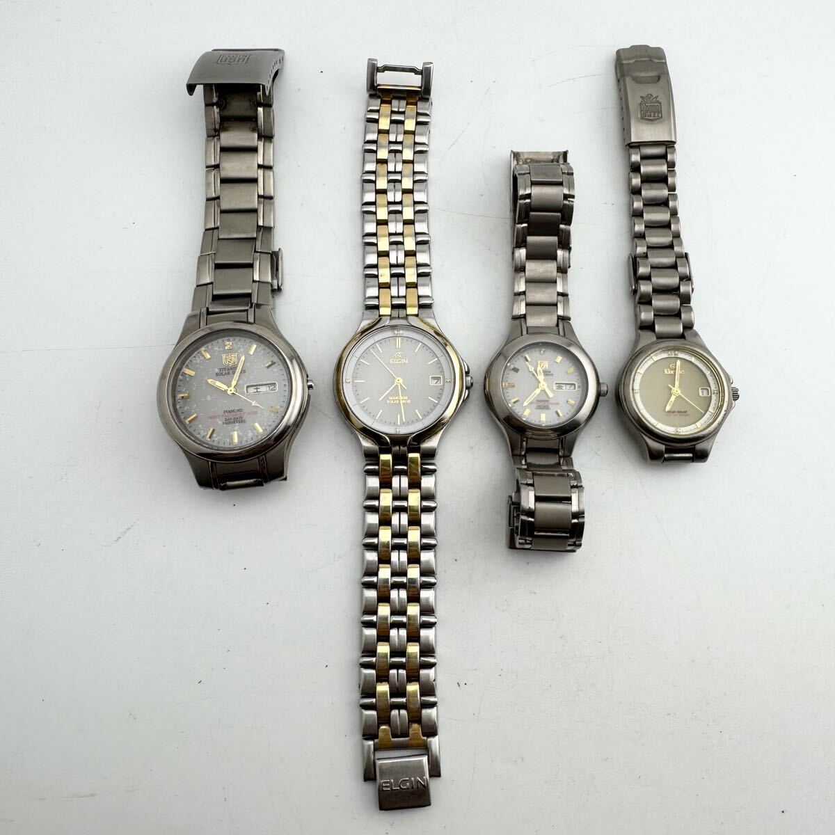 4点まとめ ELGIN エルジン Klaeuse クロイゼ等 ソーラーメンズ 4点まとめ ELGIN エルジン Klaeuse クロイゼ等 ソーラーメンズ