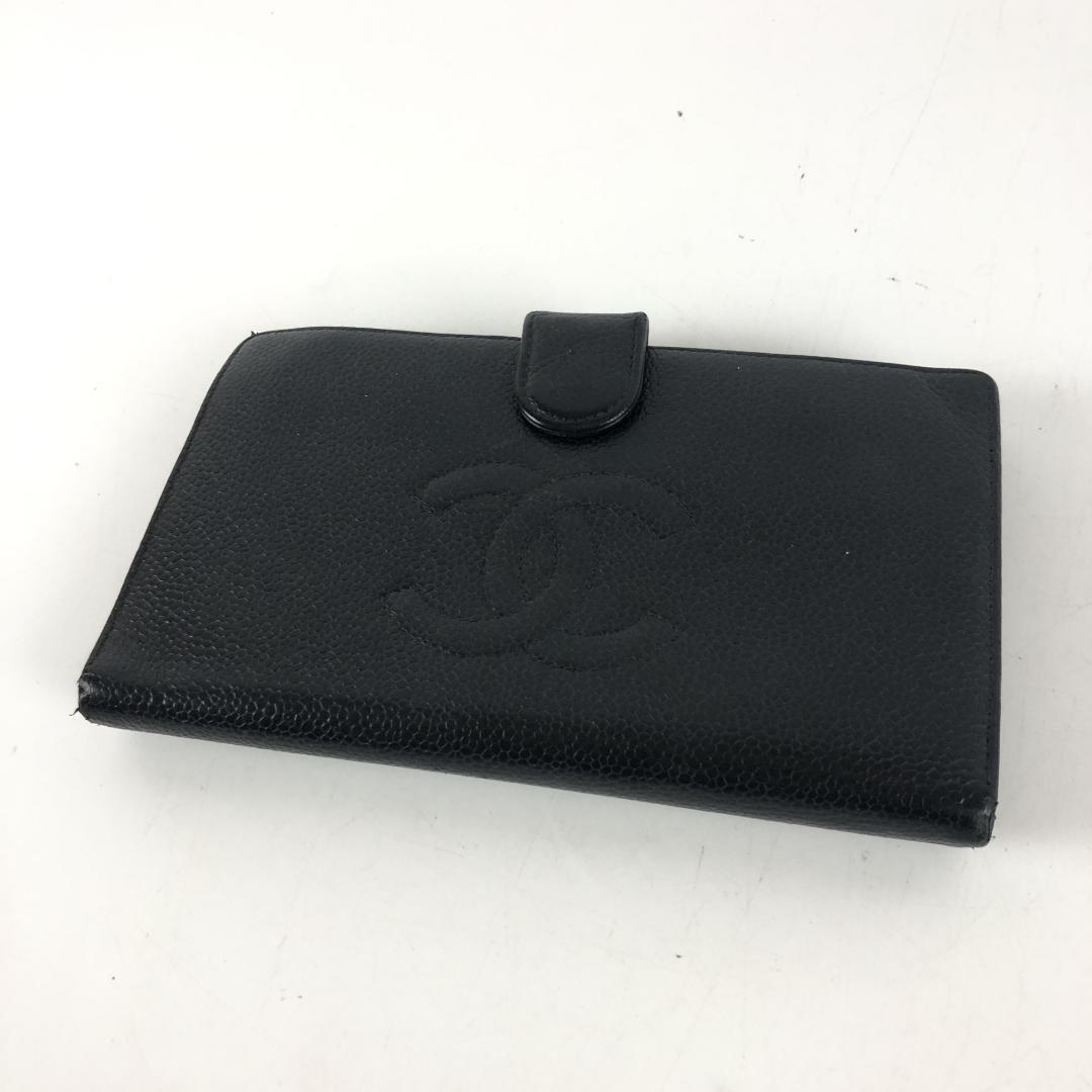 CHANEL シャネル キャビアスキン 二つ折り がま口 長財布 CHANEL シャネル キャビアスキン 二つ折り がま口 長財布