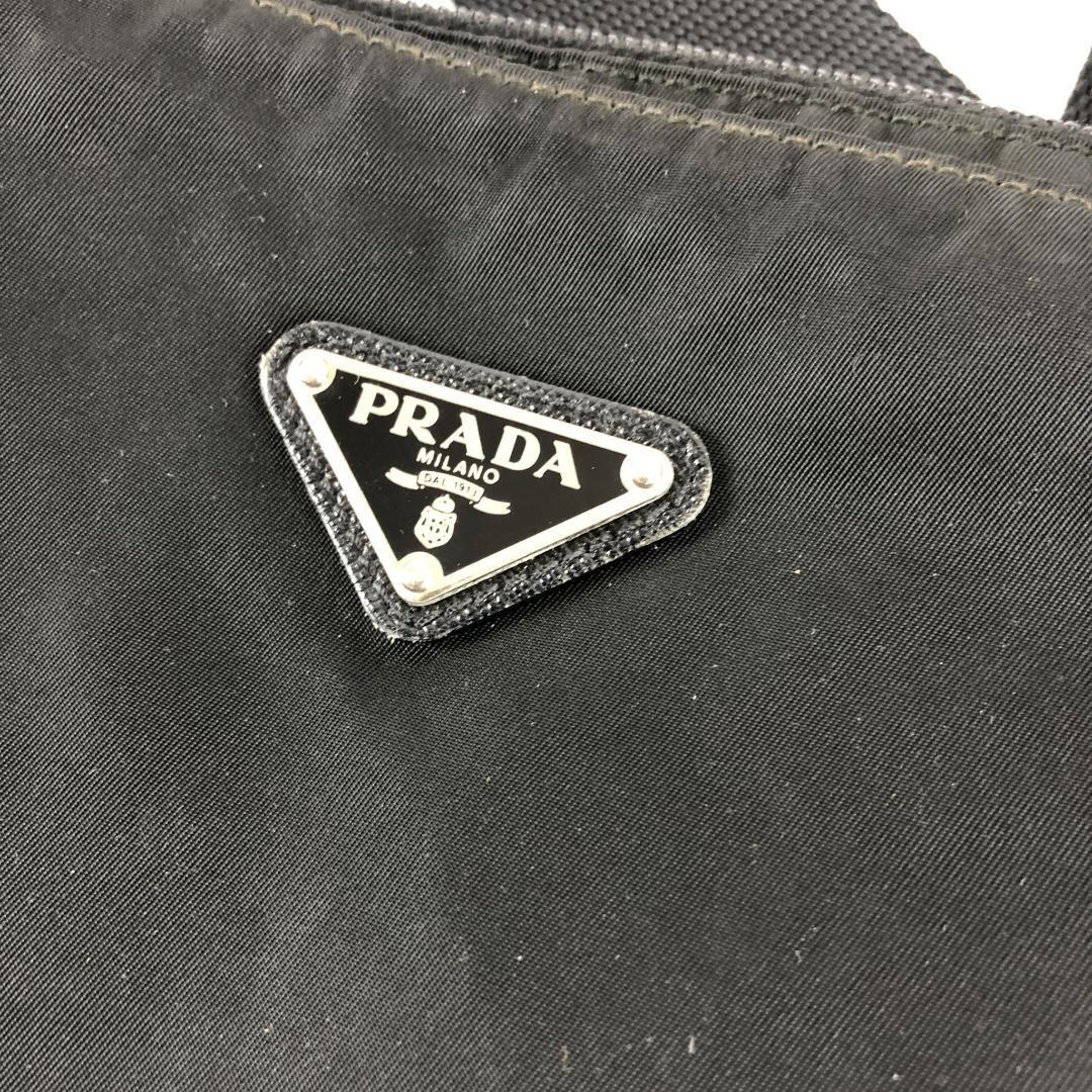 PRADA プラダ ナイロン ロゴプレート ショルダーバッグ ブラック PRADA プラダ ナイロン ロゴプレート ショルダーバッグ ブラック