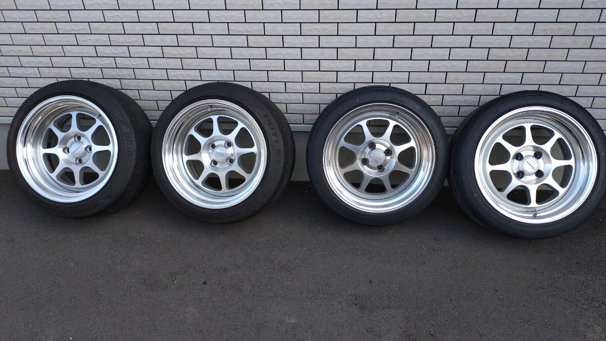 MR-S ZZW30で使用 ワーク シーカーEX フロント7.5j-16 +2 195/45R16付2本 リア9j-16 +15 215/45R16付2本 深リム ステップリム PCD100 4穴
