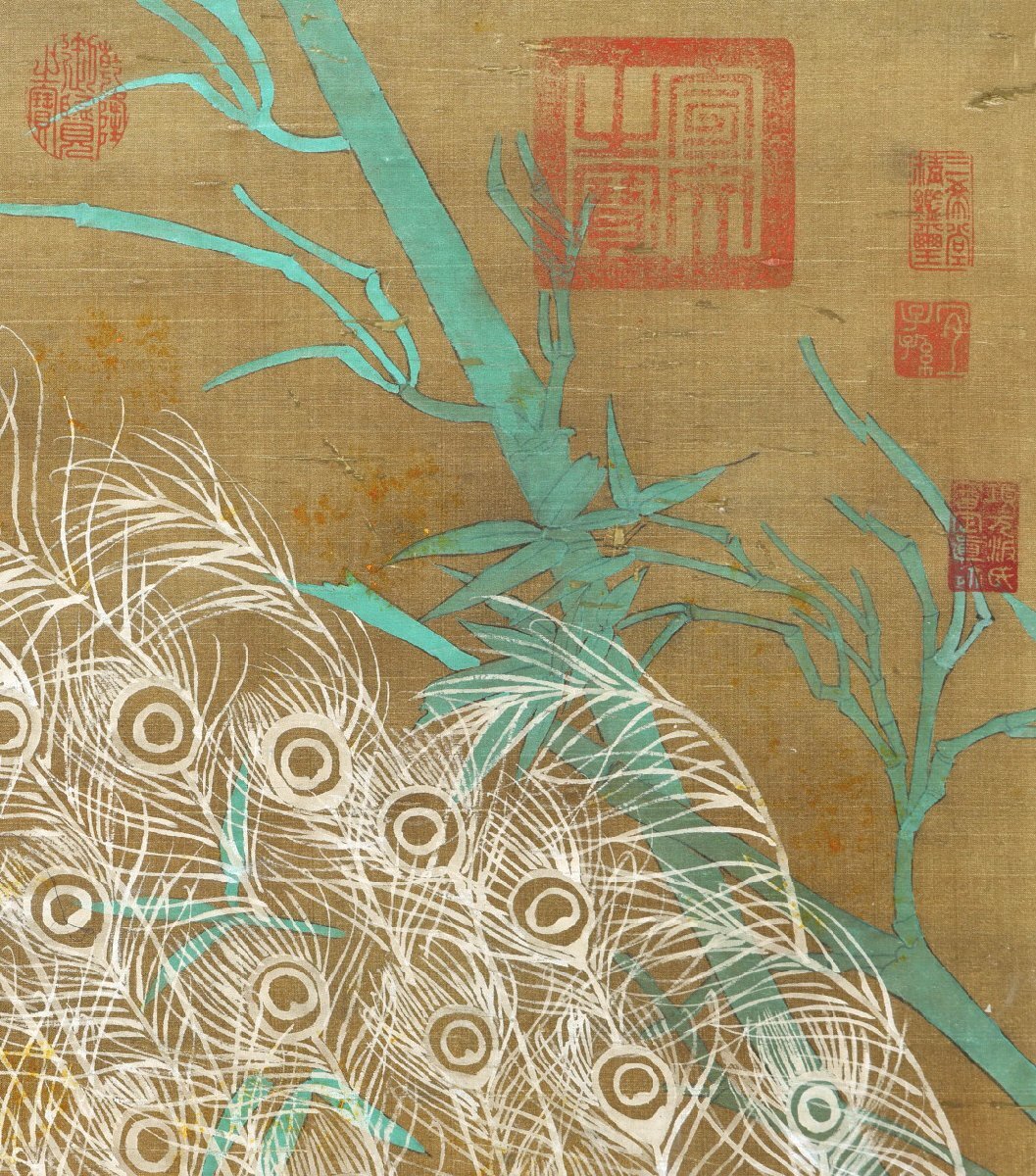 安】中国唐時代画家「辺鸞書」絹本「孔雀芳樹図」掛軸 中国画 安】中国唐時代画家「辺鸞書」絹本「孔雀芳樹図」掛軸 中国画